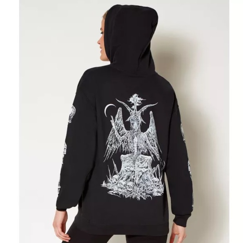 NWOT Spencer’s Woman’s Small Black Baphomet Graphic Hoodie - Picture 7 of 10